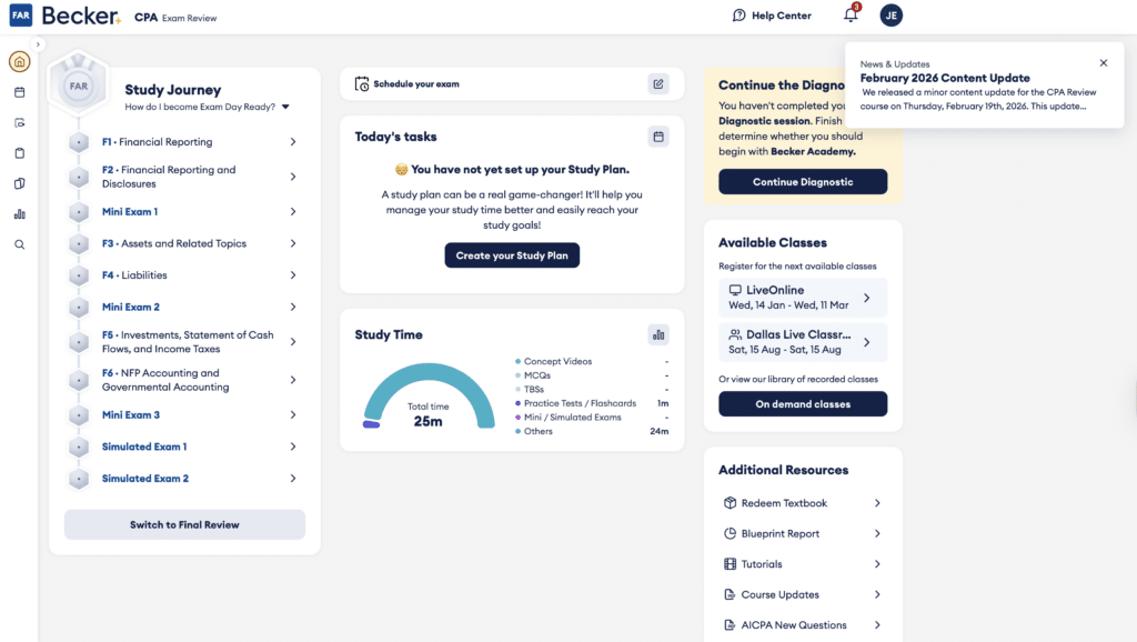 Becker CPA study journey