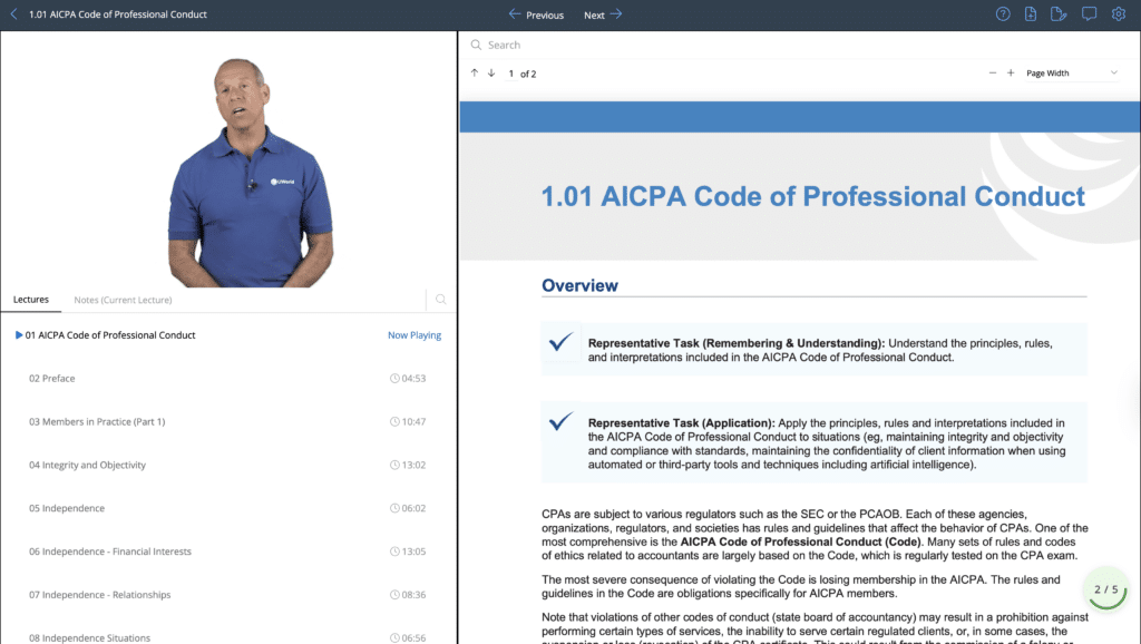 UWorld Roger CPA video lecture