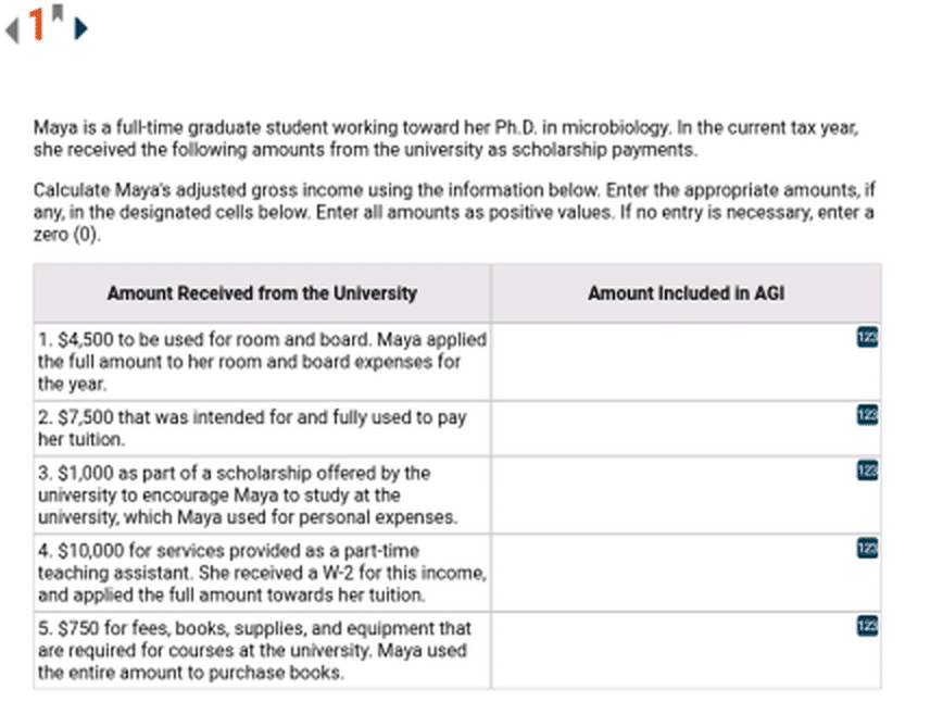 Gleim CPA Review REG task-based simulation on adjusted gross income