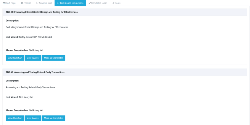 Lambers CPA Review task-based simulations list for AUD